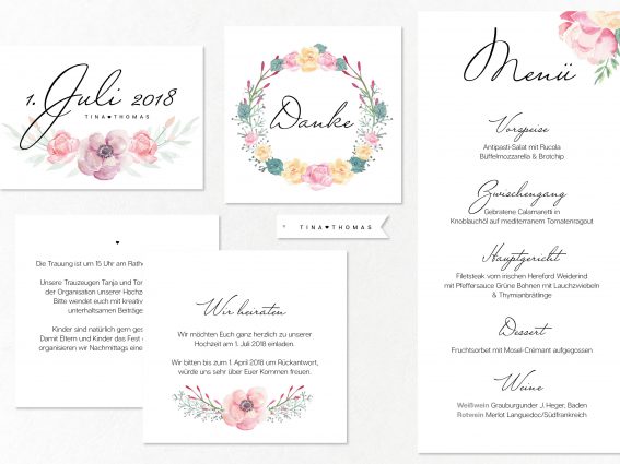 Hochzeitspapeterie für Eure Freie Trauung Design #10 PinkPetals